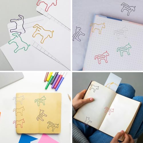 50-teiliges Set Pferde-Büroklammern, Cartoon-Lesezeichen-Büroklammern, niedlicher Tier-Memohalter, Lesezeichen-Pferd, Bürobedarf, geeignet für Schüler und Lehrer