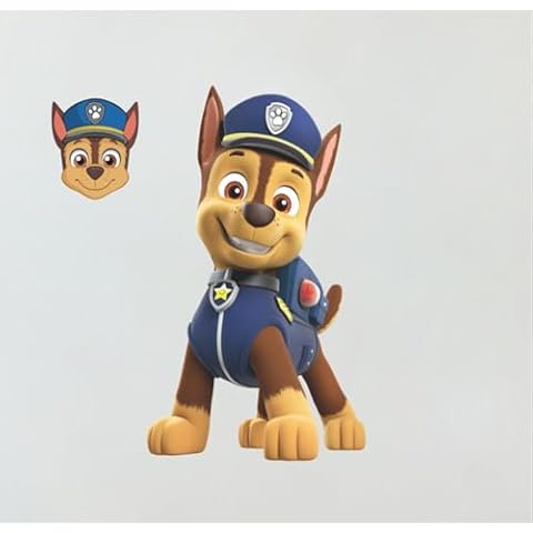 Paw Patrol Chase Wall Decal - Large 21" Vinyl Wall Sticker Bedroom Decorations - Paw Patrol Room Decor Peel and Stick Cover
