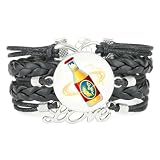 YAIEWNE Festival De La Cerveza Literario Beber Mucho Flujo De Partículas Pulsera Ajustable De Cuero Trenzado, Brazalete Étnico, Accesorio De Amor Regalo De Cumpleaños Navidad Negro