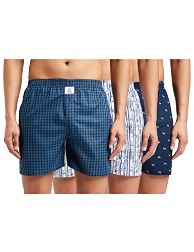 Image of Longies Pure Mens 100% Cotton Boxers (Pack of 3) Regular Shorts (LGBOXPO3V003 Cream,Navi,Black3328 XL)