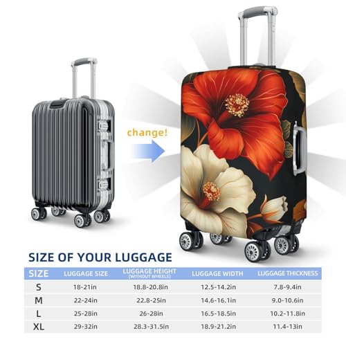 Red Gold And White Floral Elastic Travel Luggage Covers Dustproof Scratch-Resistant Suitcase Protector Fit 22-24 Inch4