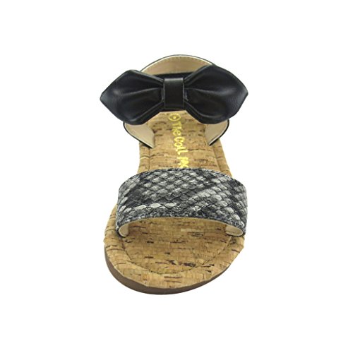 The Doll Maker Snakeskin Ankle Sandal - FBA172004A-5 Black2