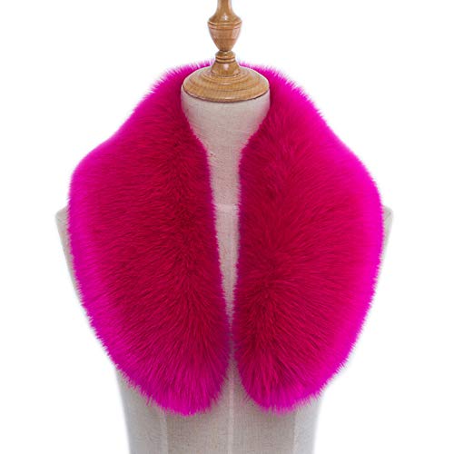 URFDCAD Collar de piel sintética para mujer para invierno cálido bufanda de invierno tube bufanda extraíble para el cuello de felpa cálida bufanda de imitación collar con botones, rojo, rosa, 80 cm
