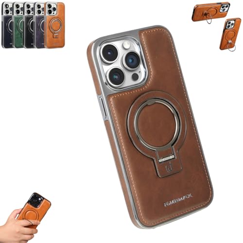 Étui invisible en cuir pour iPhone 16 Pro Max coque magnétique marron