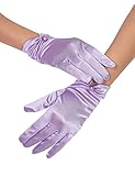 QRBTSCL Women's Short Satin Gloves for Wedding Wrist Short Evening Party Dressy Bridal Satin Gloves with Pearl Lavender