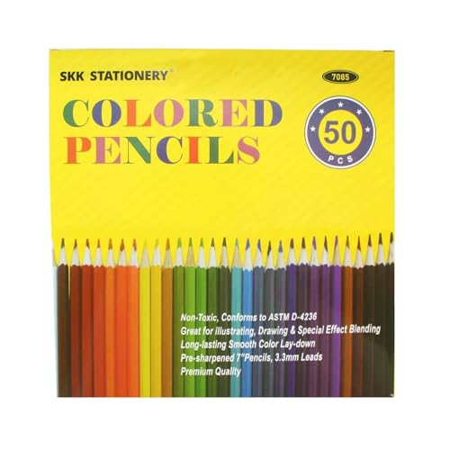 image for SKKSTATIONERY 50Pcs Colored Pencils,50 Vibrant Colors, Drawing Pencils