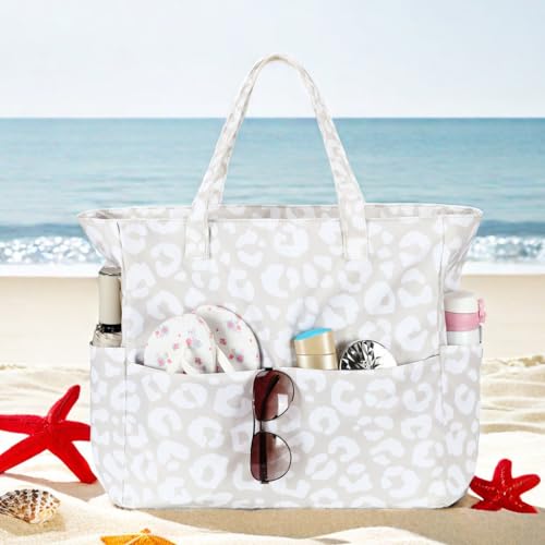Image of LEDAOU Large Beach Bag Women Waterproof Sandproof Zipper Beach Tote Pool Bag for Swim Gym Grocery Travel with Wet Pocket