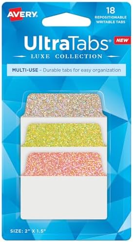 Avery Multi-Use Ultra Tabs, 2" x 1.5", Holographic Sunset Ombré Colors, 18 Repositionable Page Tabs (74148)