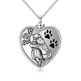925 Sterling Silver Dog Urn Necklace for Ashes Girl with Dog Memorial Keepsake Cremation Jewelry Gif