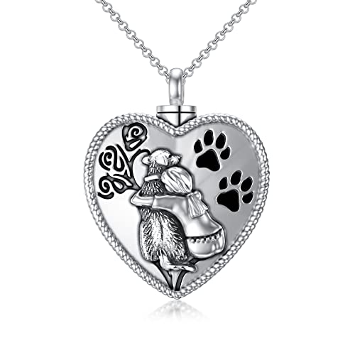 925 Sterling Silver Dog Urn Necklace For Ashes Girl With Dog Memorial Keepsake Cremation Jewelry Gifts For Women Dog Lovers #TOP12