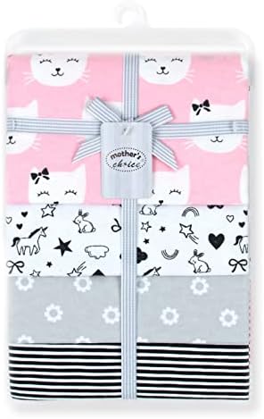 Mother's Choice Baby Blanket for Newborn - 4pcs 100% Cotton Baby Flannel Blanket, Receiving Blanket, Baby Swaddle Blanket, Soft Baby Blanket for Baby Boy and Girl