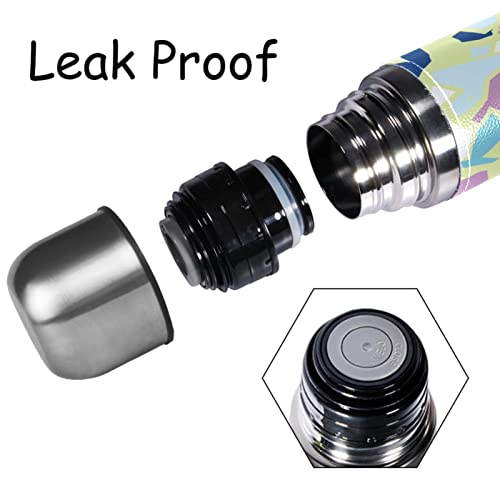 Stainless Steel Leather Vacuum Insulated Mug Abstract Geometric Thermos Water Bottle For Hot And Cold Drinks Kids Adults 16 Oz #TOP1