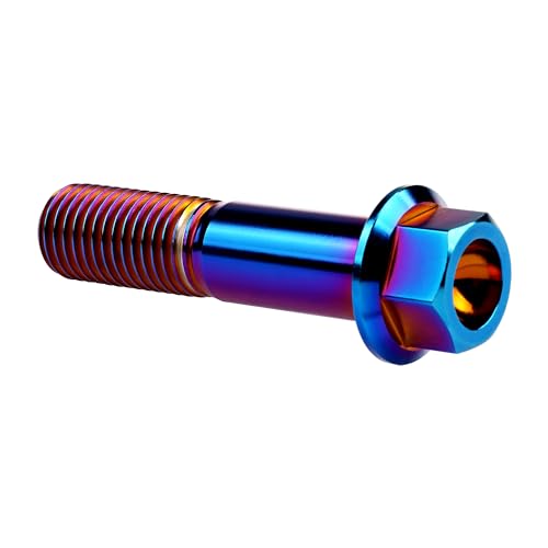 Image of Titanium Bolt M12 30 35 40 45 50 55 60 65 70 75 80 85 90mm Hex Small Flange Head for Motorcycle Car Modification Pack of 4 (M12x50mm Pitch 1.5, Burnt Blue)