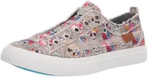 Blowfish Malibu Women's Play Sneaker, Gray Sugar Skull Print, 8.5