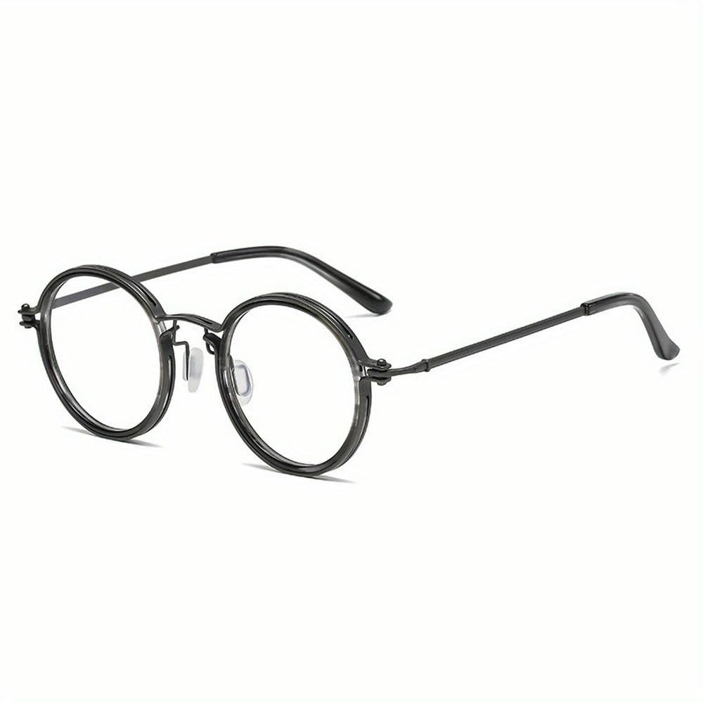 ZBDZSW okulary retro modne oprawki męskie i damskie okrągłe pudełko punk wiatr metal anty-niebieski płaskie lustro