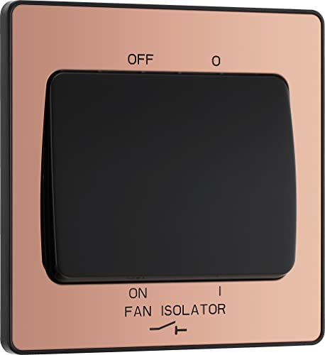 Image of British General Evolve Polished Copper Fan Isolator Switch, 10A, Triple Pole, Rocker
