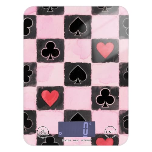 Spades - Bilancia a scacchiera nera e rosa per arrosto da cucina, 5 kg/5 g, piccola bilancia da cucina precisa con 4 unità per la preparazione dei pasti Dieta cottura báscula para pesar Personas