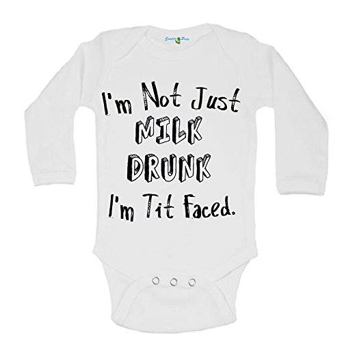 Snappy Suits Funny I'm Not Just Milk Drunk I'm Tit Faced Cute Baby One Piece Suit Romper (3-6 Months, B) Long Sleeve Snappy Suits Funny I'm Not Just Milk Drunk I'm Tit Faced Cute Baby One Piece Suit Romper (3-6 Months, B) Long Sleeve