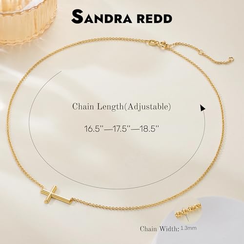 Cross Necklace for Women 14K Gold Cross Necklaces for Women Sideways Crosses Necklace for Womens Sideways Design with Refined Simplicity Gold Crosses Chain Pendant Womens Necklaces (16.5+2)in2