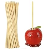 Bamboo Candy Apple Skewer Sticks Semi Pointed, 5mm 5.5inch Cotton Rock Candy Caramel Lollipop Sticks, Natural Wooden BBQ Barbecue Skewer for Corn Dog 50 PCS