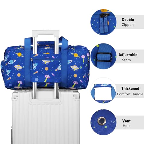 Vipdeal Boys Duffle Bag for Travel, Kids Duffle Bag Large Weekender Overnight Bags with Kids Toiletry Bag Set Shoe Compartment Carry on, Space Blue by Vipdeal - Used condition - Image 4