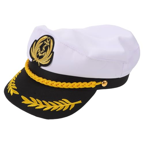 Beaupretty - Beaupretty Chapeau d'amiral de la marine : chapeau de capitaine à dessus plat, ajustable et respirant, pour la navigation, les voyages, le cosplay - Casquette de bateau vintage de la marine avec