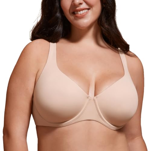Image of DELIMIRA Women's Confishape Unlined Balconette Bras | Underwire, Supportive, No Padding, Tshirt Bra, Full Coverage, Plus Size