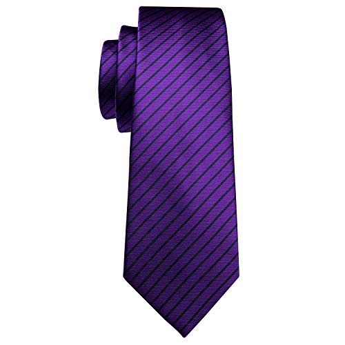 Image of Barry.Wang Tie Sets for Men Silk Stripe Necktie Woven Checkered Handkerchief Cufflinks Formal Business Wedding