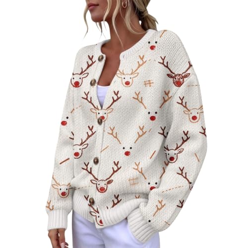 Christmas Sweater Women 2026 Cozy Oversized Button Up Cardigan Sweaters - image 3