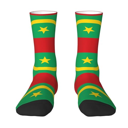 LPLSNWS Chaussettes mi-mollet décontractées unisexe - Drapeau de la Mauritanie imprimé blanc, indispensable pour le sport quotidien et le fitness, blanc, Taille unique