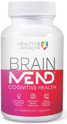 Health IS Wealth BrainMEND, Organic Advanced Brain Booster & Nootropic, Brain Supplement - Contains Lions Mane Mushroom, Bacopa and Ashwagandha (60 veg caps)
