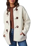 Dokotoo Womens Sherpa Coats Trendy 2025 Winter Clothing for Women Fall Long Sleeve Fleece Jacket Women Oversized Fashion Faux Shearing Color Block Coat White X-Large