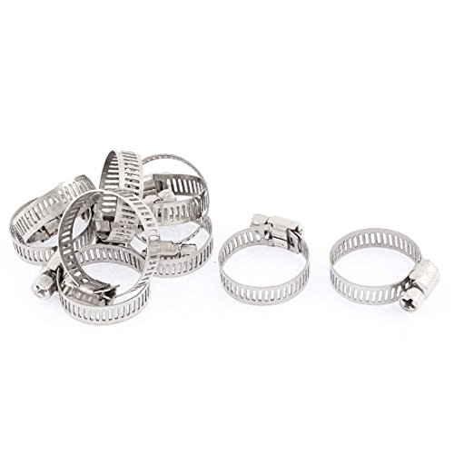 Aexit 16-25mm Range Clamps Adjustable Metal Drive Pipe Tube Worm Gear Hose Clamps Clips Strap Clamps 10 Pcs