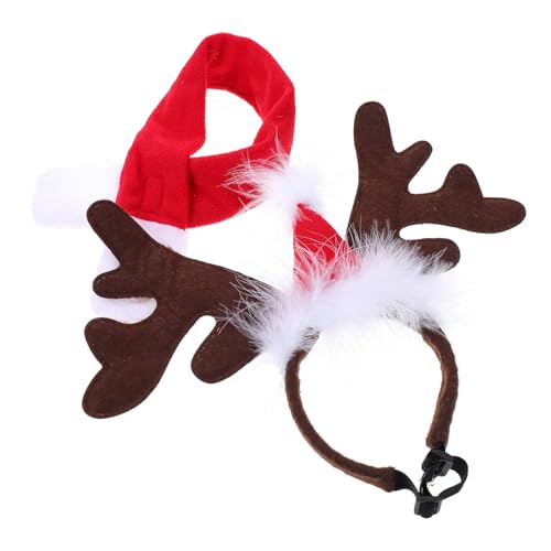 Disfraz navideño para perro con diademas y bufanda