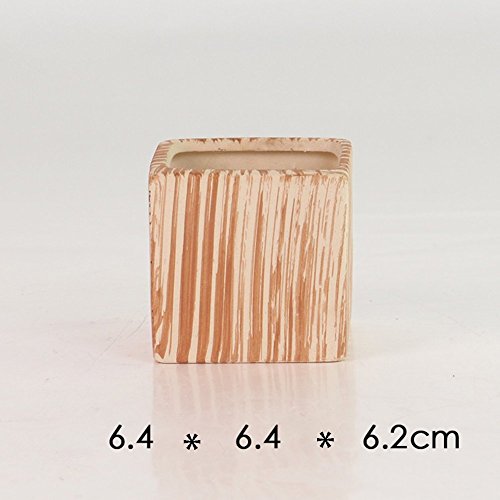 Sun-E 3 Inch Ceramic Wooden Pattern Succulent Plant Pot Cactus Plant Pot Flower Pot Container Planter Gift Idea 6 In Set #TOP4
