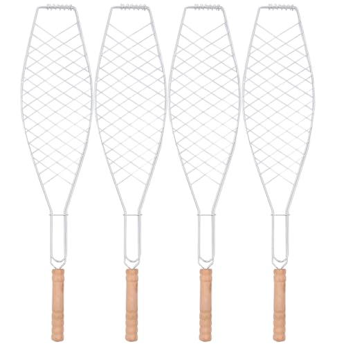 UPKOCH 4Pcs Stainless Steel Folding Grill Baskets