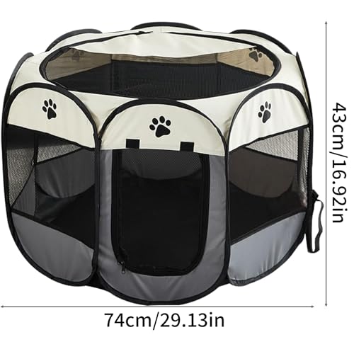 Welpenauslauf, Welpenlaufstall, Laufstall Hund, Katzengehege, Hundelaufstall für Wohnung, Welpenauslauf Indoor, Laufstall Katze, Hasengehege, Kaninchengehege, (grau, 74x74x43cm, 6)