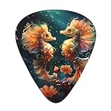 Dimensioni del prodotto: i plettri per chitarra con stampa di coppie di cavallucci marini includono 4 pezzi di spessore 0,46 mm, 4 pezzi di spessore 0,96 mm e 4 pezzi di spessore 0,71 mm. Spessori diversi hanno toni diversi.