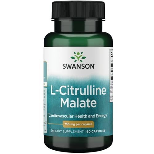 Swanson L-Citrulline Malate - Amino Acid Supplement Promoting Energy Production & Healthy Blood Circulation - Natural Formula Supporting Overall Wellness - (60 Capsules, 750mg Each)