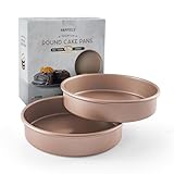 HAPPIELS Non Toxic Nonstick 9 inch Round Cake Pans Set of 2 | Quality Non Stick 9 inches Layer Circle Cake Pan 2 inches Deep | Best 9in Baking Pan PFOA, BPA free Nontoxic | 9inch 9inches Cake Pans Set