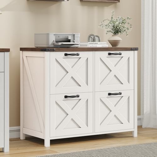 Lateral File Cabinet with 4 Drawers, Farmhouse File Cabinet for Letter/A4 Size Hanging Files, Large...