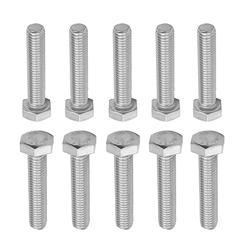 Image of Bettomshin 10Pcs M8 x 40mm Hex Bolts, 304 Stainless Steel 1.25mm Thread Pitch Fully Threaded Metric Hex Head Screw Bolts, Hexagon Screw Bolt, Hex Tap Bolts, Silver (Overall Size 45.45x13x13mm)
