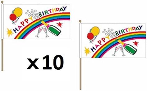 AZ FLAG HAPPY BIRTHDAY BOTTLE FLAG 12'' x 18'' wood stick - BIRTHDAY'S PARTY FLAGS 30 x 45 cm - BANNER 2x3 in with pole