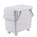 NBLYW Cesto della Biancheria con cesta Sporca delle Ruote con Coperchio Cestino della Biancheria Multifunzionale per Il bucato con Un Pratico Modello di Buco per la Ventilazione dei Vestiti,White