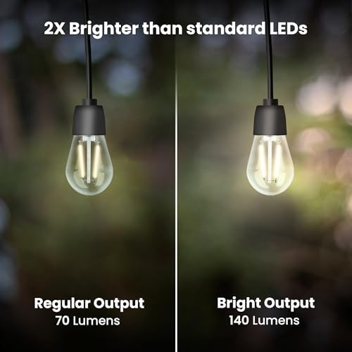 Feit Electric S14 LED 필라멘트 전구, 높은 출력, 2200K 웜 화이트, 140루멘, 스트링 조명 교체 전구, 15,000시간 수명, 투명하고 내구성 있는 하우징, S14HO/822/FIL/12, 12팩 — 사진 5