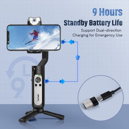 Gimbal Stabilizer For Smartphone 3-Axis Phone Gimbal W/ Ai Tracking Sensor Inception Timelapse Lightweight Foldable Gimbal For Iphone 14 Pro Max/Samsung S22 Vlog Stream Live Video, Hohem Isteady V2 #TOP6