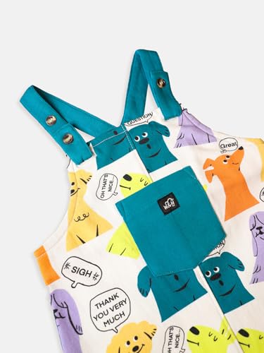 Image of Whistle & Hops Kid's Cotton Casual Comfortable Dogs Chitchat Dungaree For Boys