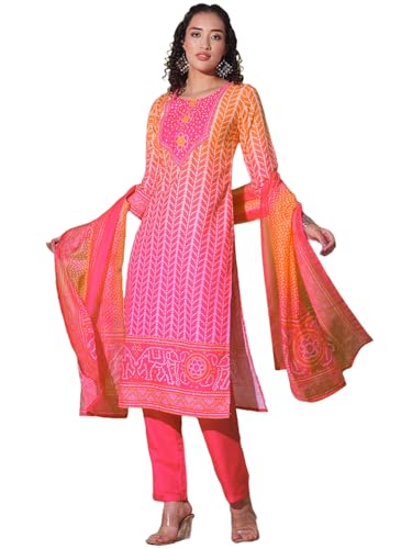 Kurta imprimée en viscose avec pantalon et dupatta multicolore taille S pour femme