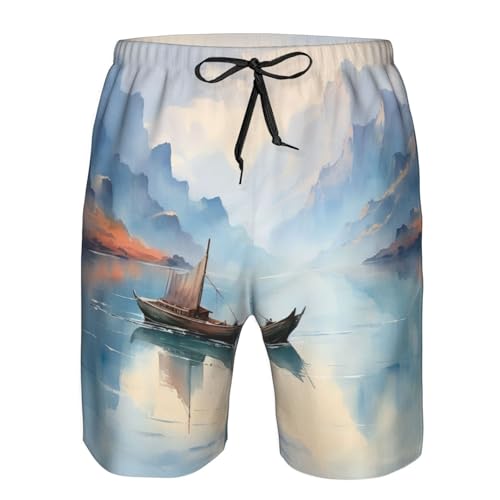 Fishing Scenic Print Mens Casual Shorts Drawstring Summer Beach Stretch Shorts Novelty Swimtrunks4