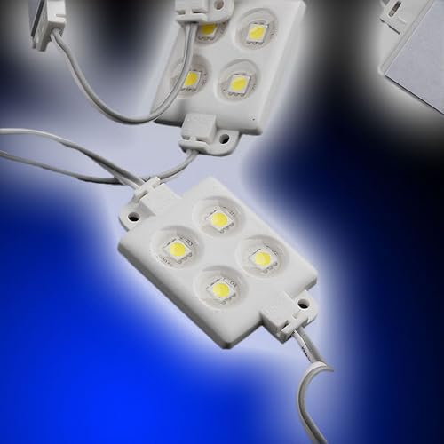 Module LED bleu 12V SMD étanche 4 points lumineux pour éclairage auto et décoration extérieure